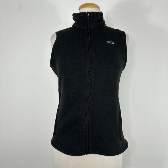 New Patagonia Women M Full Zip Fleece Polartec Vest Pockets Black Lightweight - Picture 1 of 11
